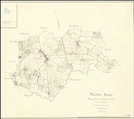 Sognekort over Barløse fra perioden 1896-1897,