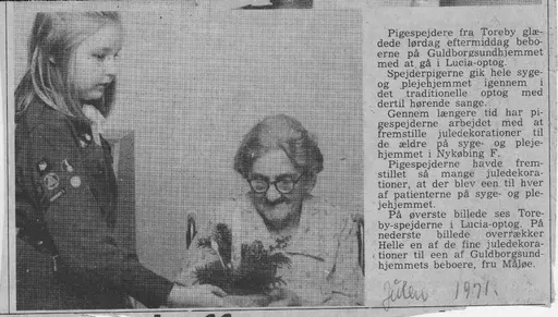 Avisudklip fra Julen 1971 om Cathrine Dorthea Maaløe f. Hansen