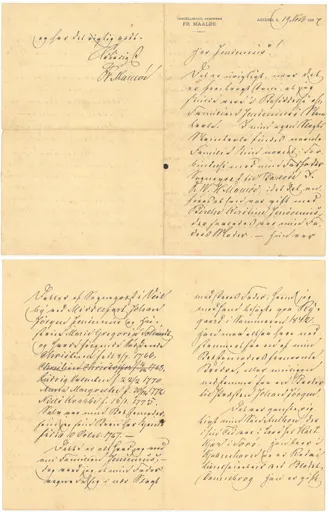 Brev til Her Jensenius fra Idicus Frederik Wilhelm Mads Maaløe 19 November 1897