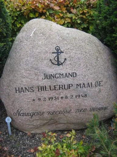 Hans Hillerup Maaløes gravsten fra Haslev kirkegård